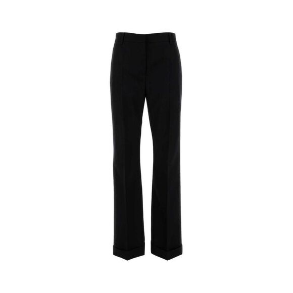 PRADA Wide-Leg Tailored Cuffed Trousers Women BLACK Pants